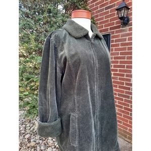 J. Jill Heritage Tumbled Cord Wide Wale Corduroy Jacket Sherpa Trim Coat Green